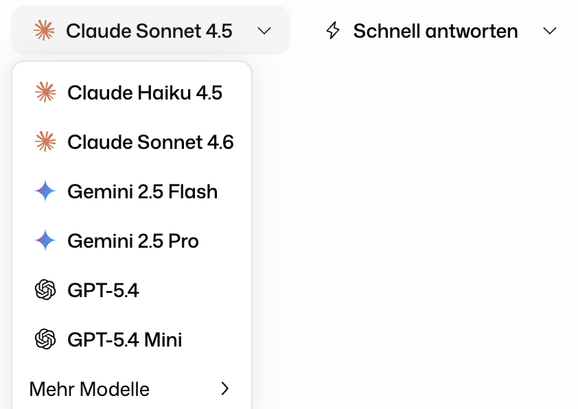 DeutschlandGPT bietet Zugriff auf mehrere KI-Modelle in einer Oberfläche.