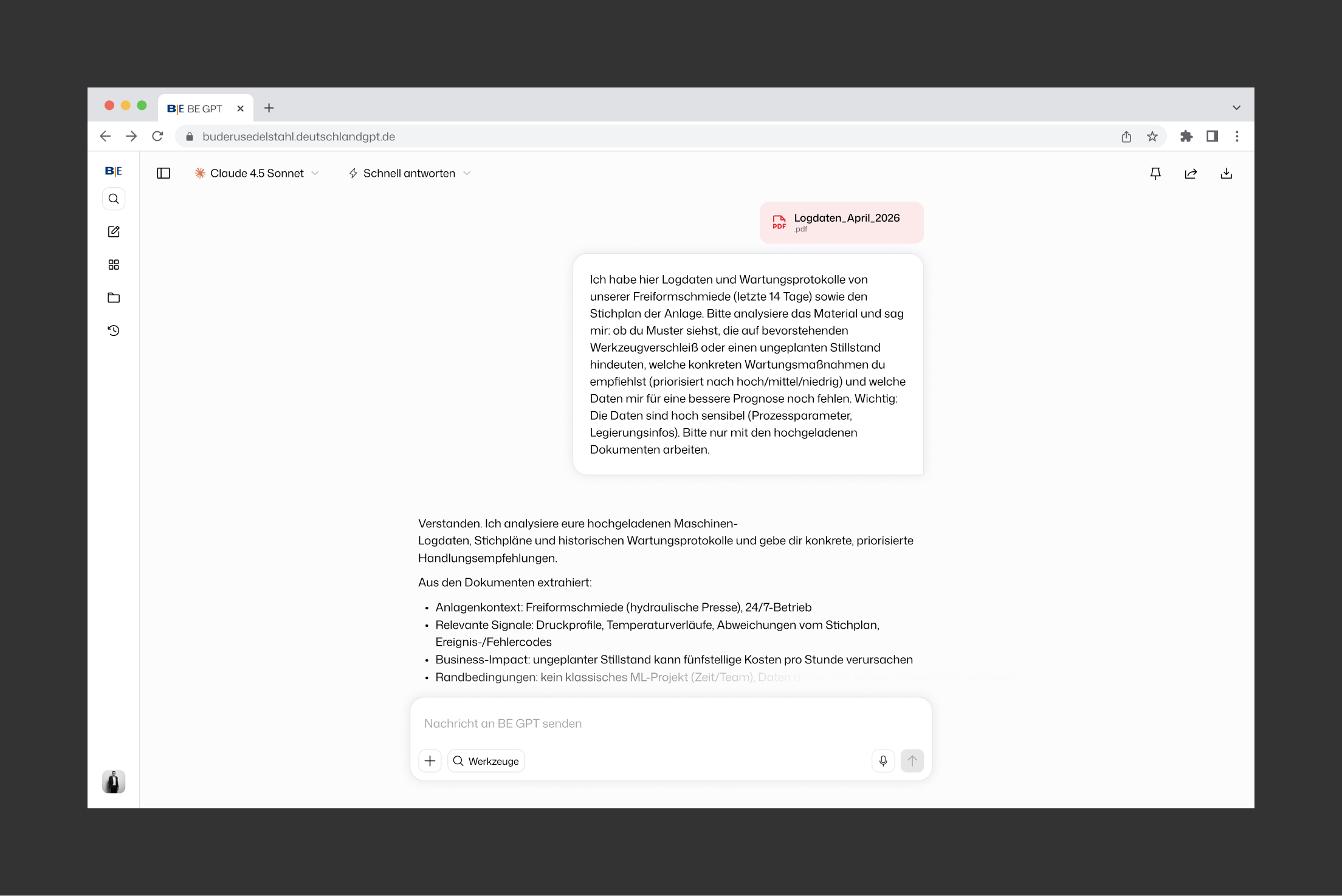DeutschlandGPT Plattform bei Buderus Edelstahl