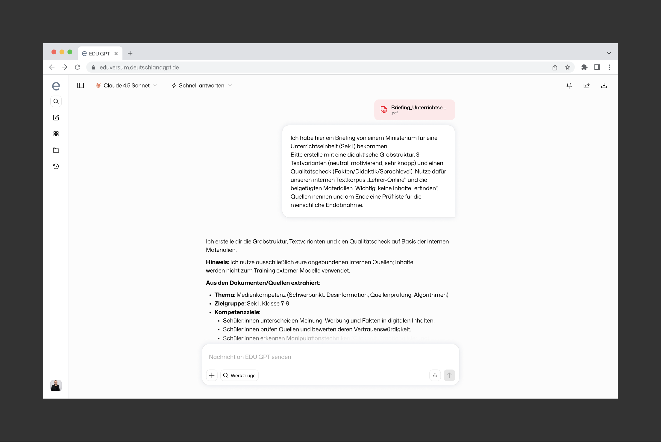 DeutschlandGPT Plattform bei Eduversum