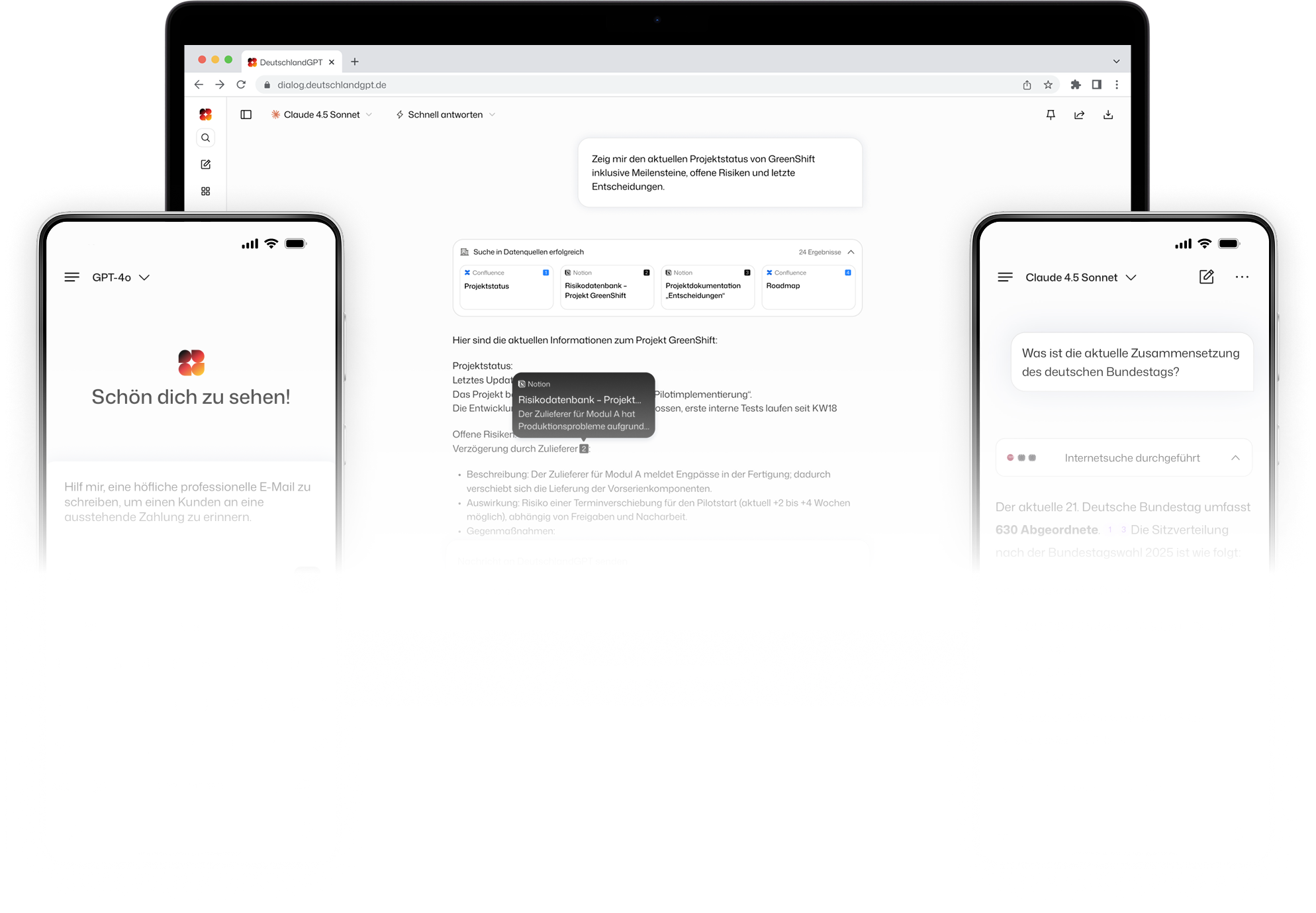 DeutschlandGPT auf iPhone, Android, macOS und Windows
